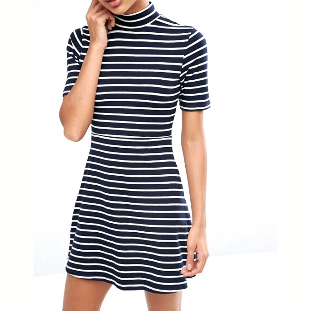 ASOS High Neck Dress in Stripe